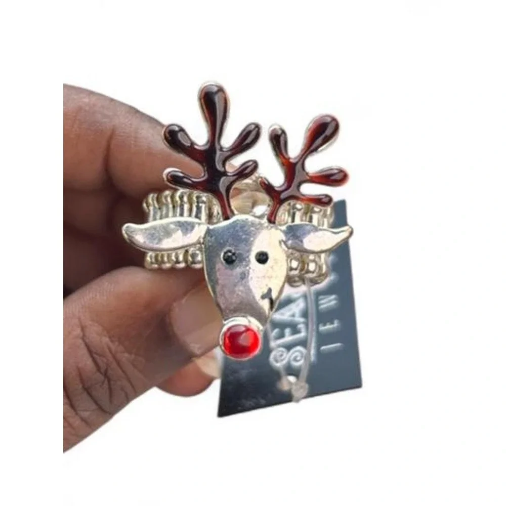 Reindeer Ring NWT Rudolph Red Nose Stretch Band Christmas Lover Holiday Party OS